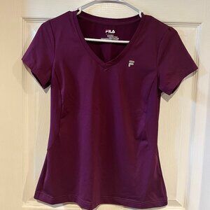 FILA Women's Athletic V-Neck Shirt - Size Small - Purple